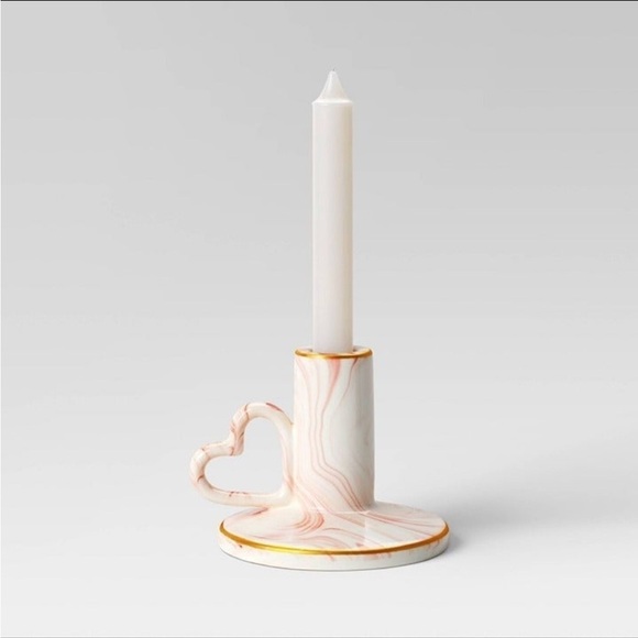 Threshold Ceramic Marbled Heart Taper Holder Valentine's 2024 - Picture 3 of 8